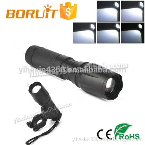 Boruit T6 2665 LED Tactical Led Flashlight Bike Light Rechargeable Torch with Rotating Bike Clip